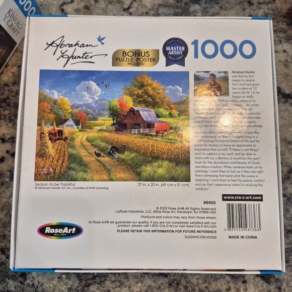 Rose Art Master Artist Collection Abraham Hunter Season to be Thankful 1000 pc J - Picture 8 of 11